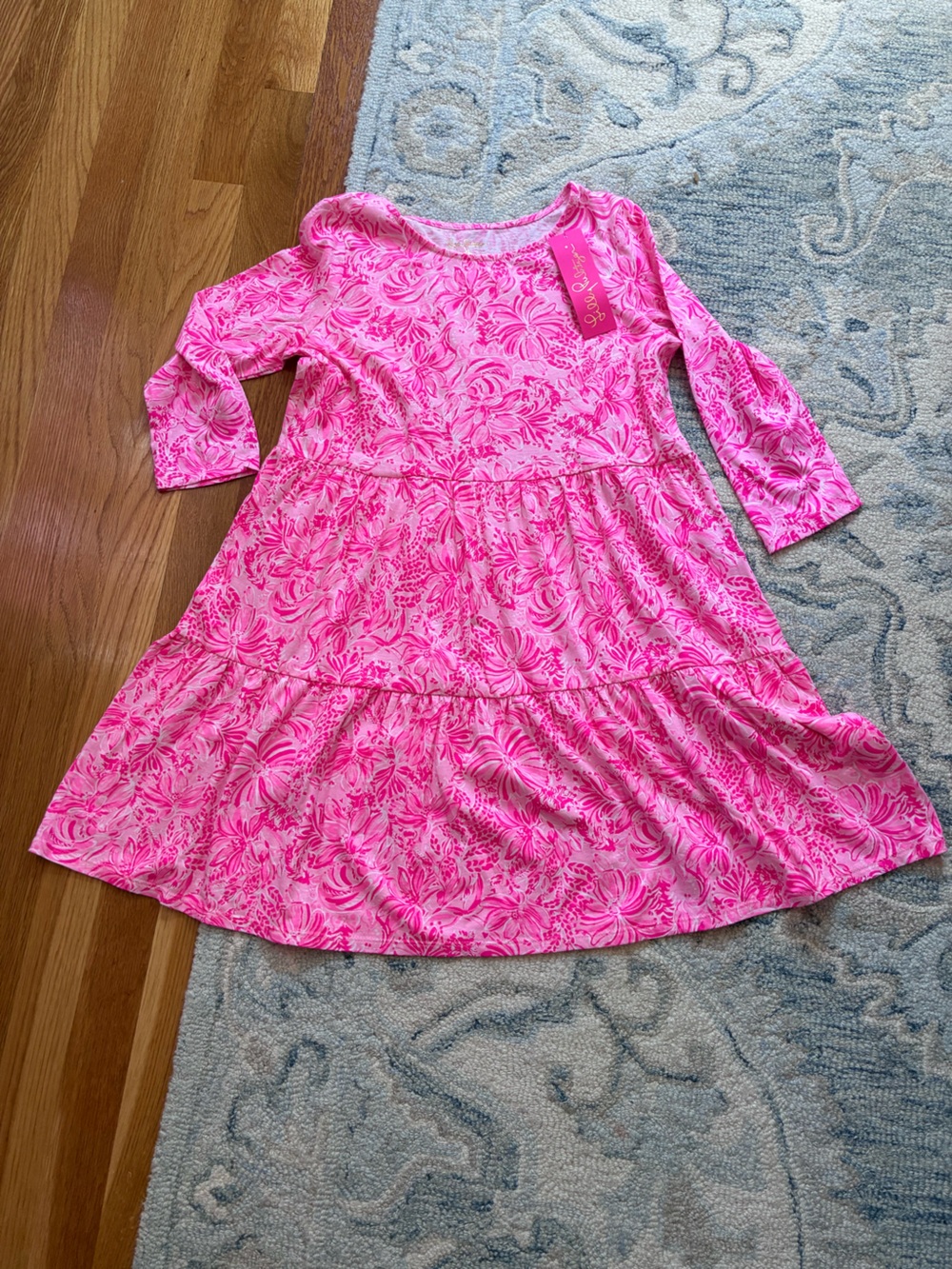 Lilly Pulitzer Neon Pink Floral Empire-Seam dress